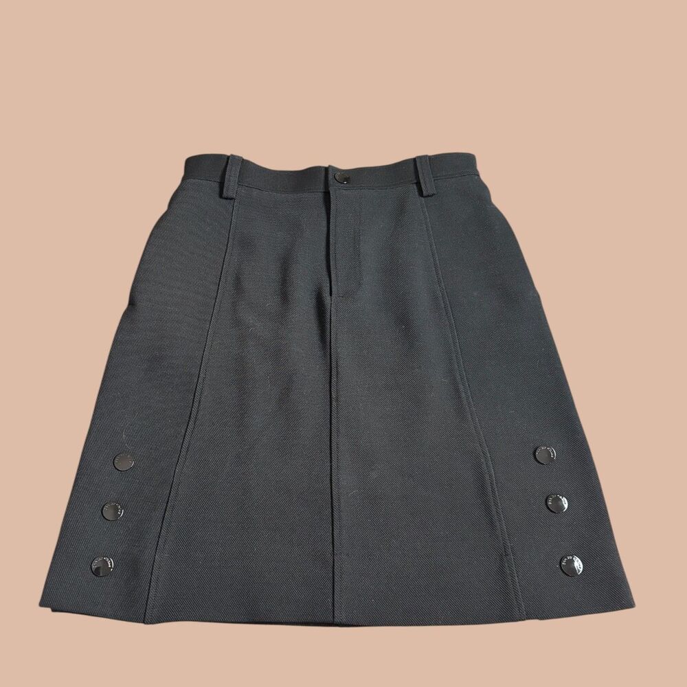 See by Chloe Skirt Womens Size 40 Black A-Line Textured Button Wool Blend
